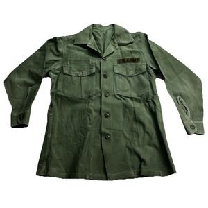 Vintage U.S. Army OG 107 Sateen Men's Utility Shirt Vietnam Era- Size Small